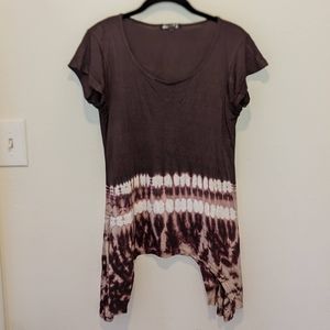 Jayli Asymmetrical Reverse Tie Dye Short Sleeve Top